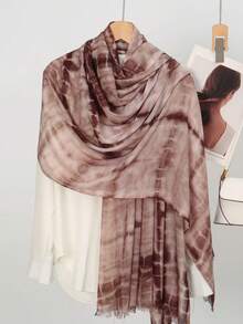 1pc Tie-Dye Fashion Scarf, Women's Muslim Hijab, Lightweight & Breathable, Elegant Outerwear, Beach Sun Protection Shawl - Multicolor - View 9