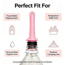 Pink Portable Travel Perineal Wash Replacement Head, Anti-Slip Leak-Proof Multi-Hole Spray Nozzle, Includes 4 Silicone Rings, Gentle Daily Cleaning Accessory, Suitable For Postpartum Women, Newborns, Travel Camping And Daily Personal Care - Pink Facial Cleansing Brush - View 7