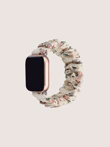 1 pieza Correa de reloj con banda para el cabello con flores en color crema, oro y plata para mujer, compatible con Apple Watch 49mm 45mm 44mm 42mm 40mm 41mm 38mm, adecuada para Apple Watch Series Ultra/SE/8/7/6/5/4/3/2 - Multicolor - Ver 1