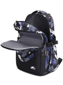 Unisex Colorblock Letter Camo Print Backpack, Large Capacity Multi-Function Lightweight Wear-Resistant School Bag For Middle And High School Students, Laptop Backpack, Outdoor Travel Backpack - Multicolor - View 4