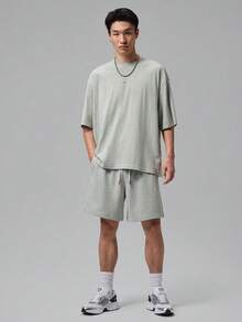 Jordan Men's AS FLT ES 96 OS PCH SS CRW Short Sleeve Knit Collarless T-Shirt TIO0035-050 - Light Grey - View 6