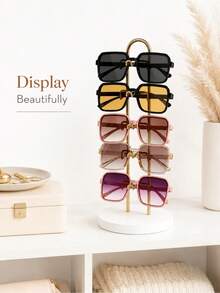 1pc 5-Layer Metal Eyeglass Frame, Desktop Fashion Glasses And Sunnies Storage And Display Stand, Space-Saving Portable Entryway Decor Rack, Eyewear Store Counter Display Rack,For Bedroom Decoration, Home Decor, And Vanity Table - Gold - View 8