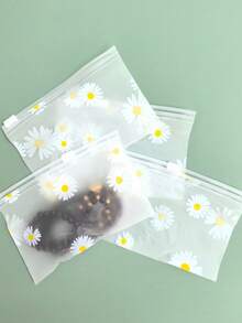 Daisy Pattern Frosted Zipper Storage Bag, Dustproof And Moisture-Proof Self-Sealing Bag, Portable Hair Scrunchies, Doll Charms, Jewelry, Small Accessories Storage Pouch, Travel Storage Bag, Gift Packaging Bag - Multicolor - View 9
