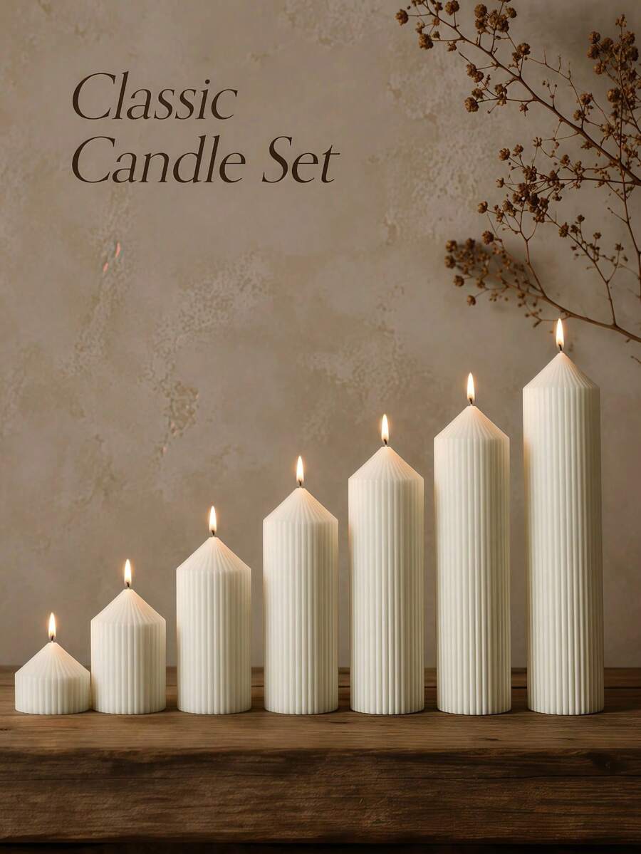 1pc Vintage White Textured Pointed Aromatherapy Candle, 1.97 Inch Diameter (S-4XL Size), Suitable For Home Decor, Photography Props, Desktop Ornament, Gift Idea, Women's Gift, Halloween Decoration