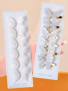 12/6pcs Gold Glitter Butterfly Hair Clips, Durable And Gentle On Hair, Shiny Eye-Catching Cute Hair Accessories - Suitable For Girls And Women, Daily, Wedding, Vacation, School - Multicolor - View 14