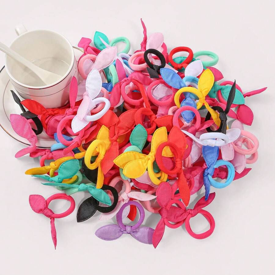 50pcs Solid Color Rabbit Ear Towel Rings, Random Color - Multicolor - View 1
