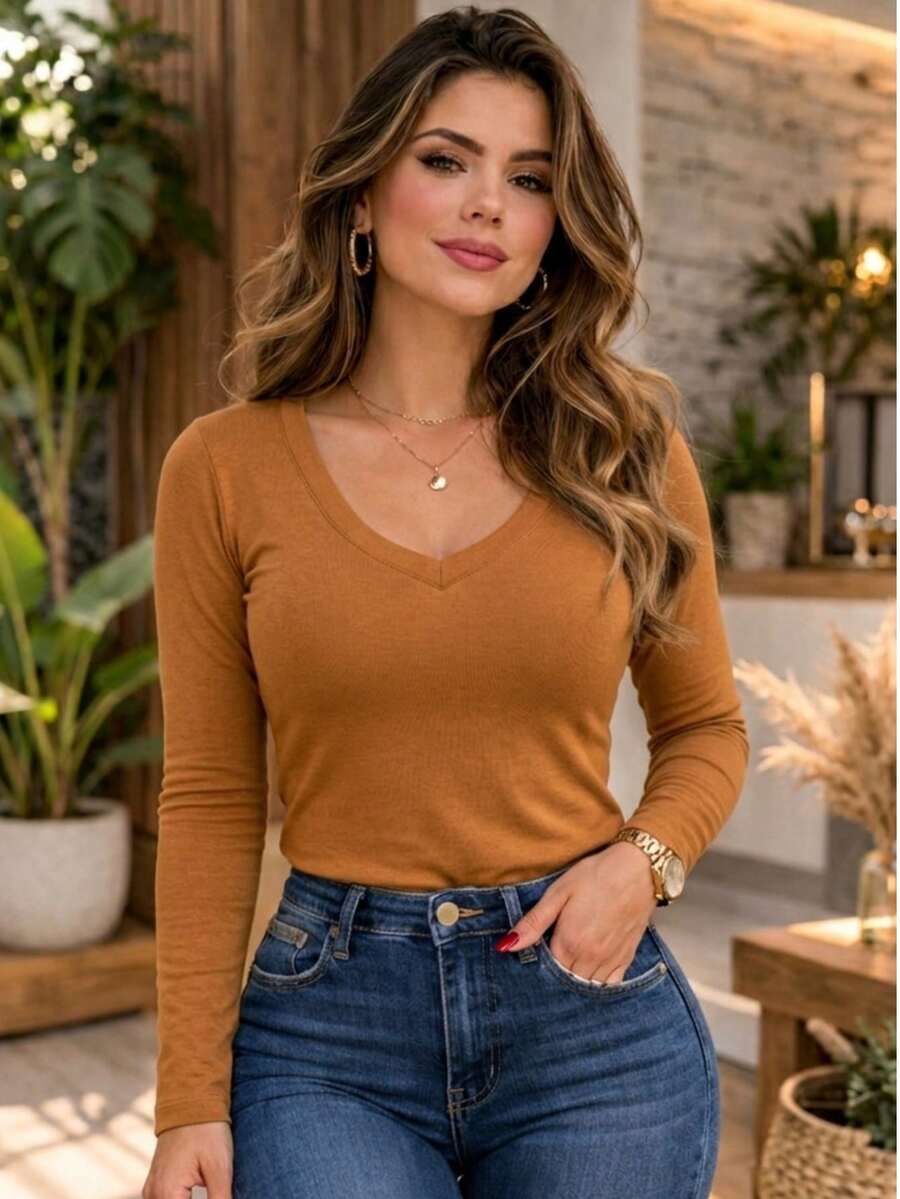 Women Blouses - Camel - View 1