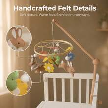 1 buah Mainan Gantung Tempat Tidur Bayi Bentuk Jamur, Wortel, dan Kelinci, Mainan Gantung Hewan Bebek dari Kain Felt Lembut, Mainan Gantung Sensorik Visual untuk Kamar Bayi, Hadiah Baptisan Bayi Baru Lahir - Hijau - View 7