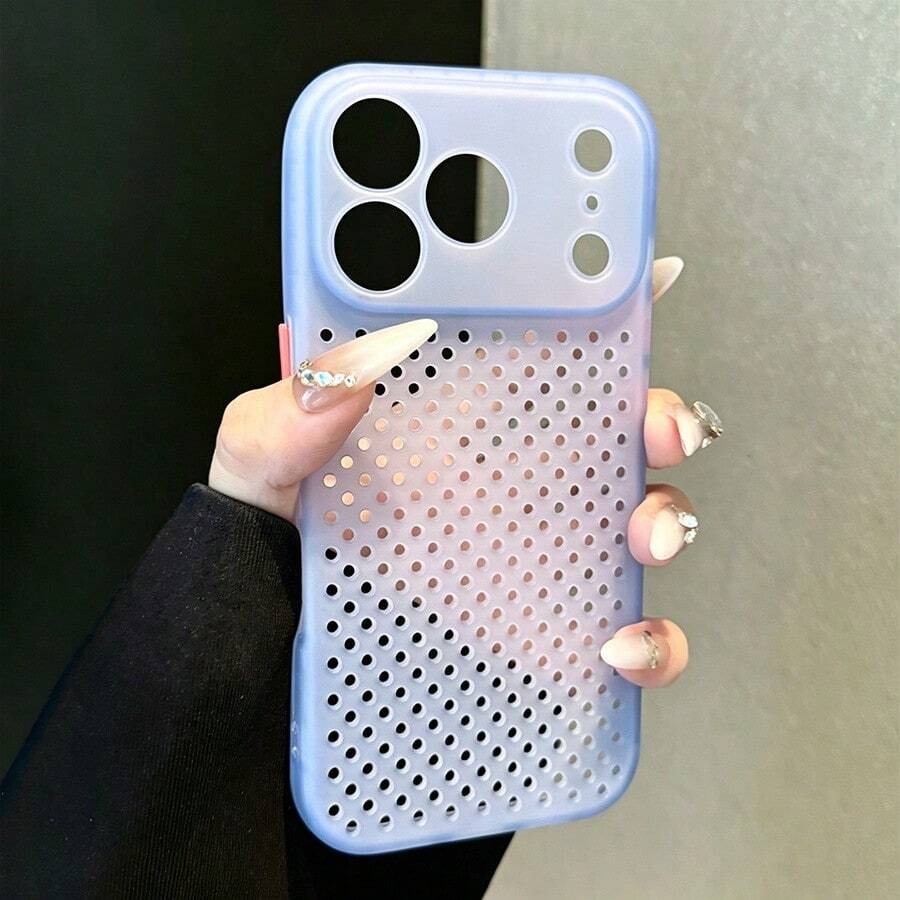 DECOPHONE The Cellular Mesh Cooling Soft Case Is Suitable For The 17promax Fashionable And Creative Premium Model And The 16pro New Model Protective Cases. - Blue - View 1