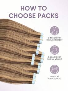 20pcs Tape-In Hair Extensions, Real Human Hair, 14-22 Inches, Painless Double-Sided Tape-In, Invisible Tape-In Hair Extensions, Straight, Suitable For Party, Halloween Costumes - S4/27 - View 7