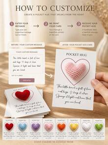 Customized Text Pocket Embrace Card, Crochet Heart-Shaped Pattern, Personalized Small Pocket Embrace Gift, Hand-Woven Heart-Shaped Commemorative Card, A Gift To Encourage And Comfort Friends. - Multicolor - View 6