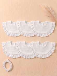 6 piezas Baberos de bebé de algodón puro con diseño de volantes y botones a presión para primavera/verano, baberos suaves y amigables con la piel para bebés, toallas multiusos adecuadas para uso diario en todas las estaciones - Multicolor - Ver 10