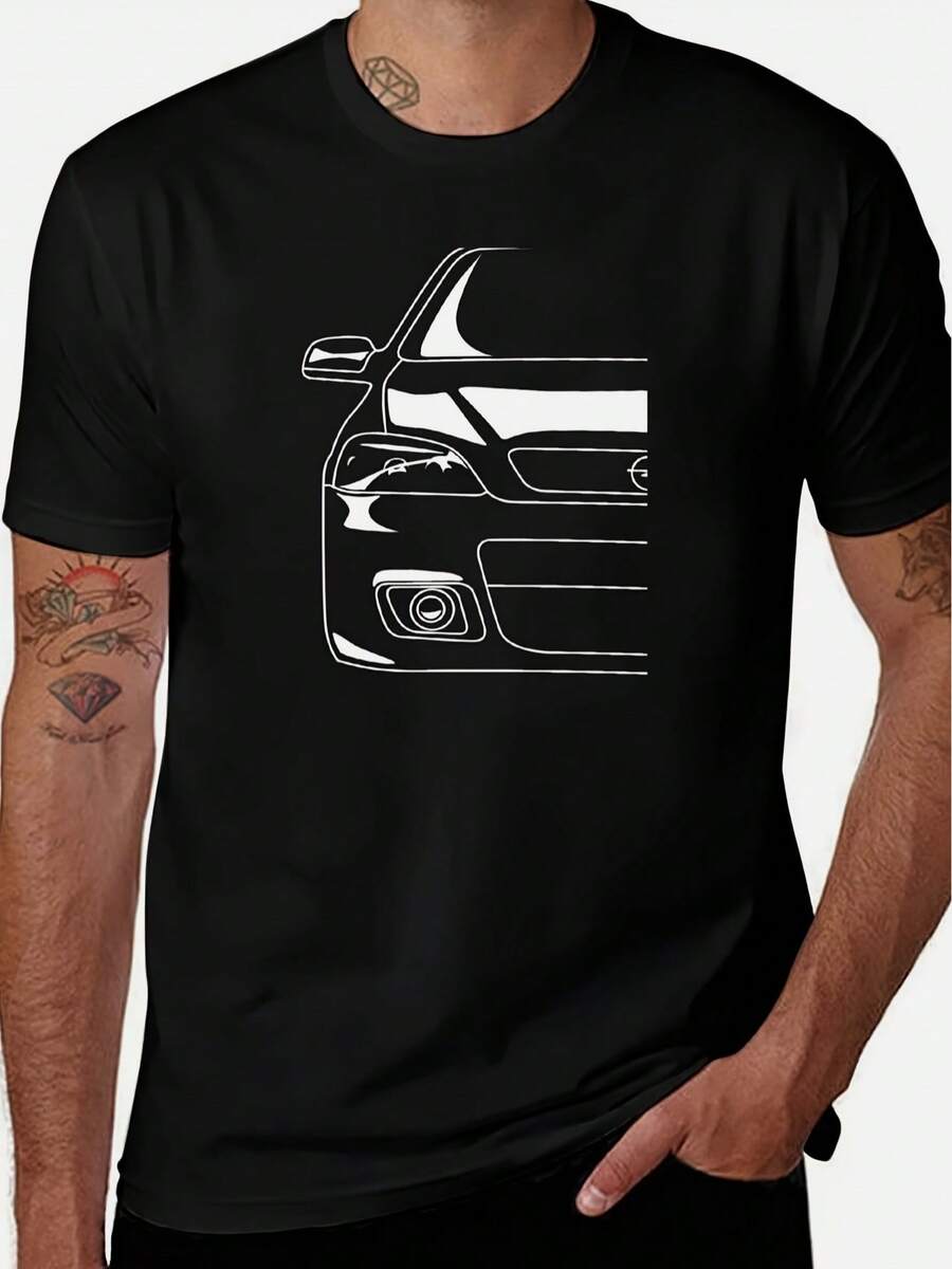 Nueva camiseta G-, diseño casual de manga corta, con diseño de rejilla frontal y motor V8, paleta de colores en blanco y negro, Spé - Negro - Ver 1