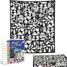 DIY 24-Color Coloring Blanket With Markers, Washable Velvet Creative Handmade Painting Blanket, Suitable For Holiday Art Activities - A - View 21