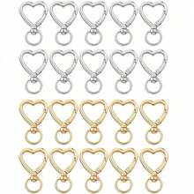 30/50/80/120pcs Heart-Shaped Swivel Lobster Clasp Keychains, Keyring Making Accessories Pendant, Jewelry Making Accessories DIY Handmade Keychains, Gold Color Carabiner Phone Charm Bag Charm Keyring Cute Zinc Alloy Spring Clasp Key Ring - Heart-shaped Keychain - View 10