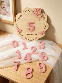 Floral Wooden Milestone Calendar Photo Frame Prop, Baby Birthday Growth Record Photography Accessory - Multicolor - View 4