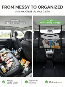 Car Roof Hanging Storage Net, Extra Large Capacity Roof Luggage Net, Car Storage Bag, Roof Storage Net, Organizer Bag - Roof Storage Net - View 2
