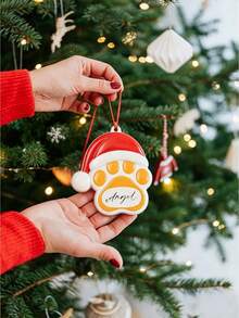 1pc Personalized Pet Paw Print Ornament, Custom Text Ornament, Paw Print Holiday Decoration, Exclusive Christmas Dog Ornament, Personalized Dog Decoration, Custom Dog Pendant, Pet Keepsake, Christmas Tree Hanging Decoration - Multicolor - View 8