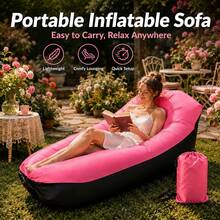 Outdoor Inflatable Sofa Chair (With Storage Bag), Portable Inflatable Sofa, Outdoor Inflatable Mattress, Inflatable Beach Lounge Chair, Enhanced Headrest Design, Suitable For Camping, Beach Trips And Hiking, Easy To Set Up - Multicolor - View 8