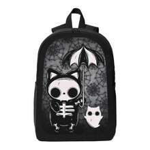 Unisex Fashion Cute Weird Style Printed 17 Inch Campus Backpack, Student Backpack, Laptop Bag, Large Capacity Business Travel Hiking Backpack, Travel Backpack, Outdoor Travel Bag, Student School Multi-Compartment Versatile Casual Backpack, Business Commute Travel Essential - Black - View 2
