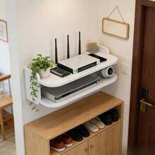 Wall-Mounted Router & WiFi Organizer - Space-Saving Cable Management Shelf For Modems, Set-Top Boxes & TV Accessories | No-Drill Installation, Ventilated Design For Neat Home & Office Setups, Utility Racks - Multicolor - View 2