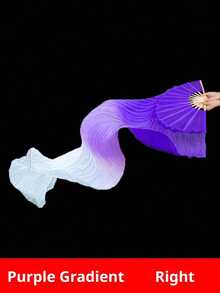 1pc Belly Dance Fan, Gradient Color Long Faux Silk Fan, Dance Performance Prop - Multicolor - View 13