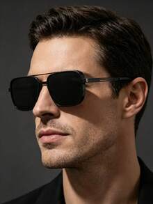 SY SI YANG Brand Polarized Sunglasses For Men And Women, Square Frame Design, UV400 Sunglasses For Driving, Premium Quality, Anti-UV, Comes With Exquisite Glasses Storage Bag And Cleaning Cloth - A - View 3