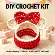 1pc Crochet Storage Basket Kit (Materials Only, Simple Hand Crochet Required), DIY Kit For Beginners, Includes Step-By-Step Guide And English Instructions, Home Decor Design, Creative Gift For Birthday And Holidays, Christmas/Valentine's Day - DIY Crochet Kit - View 1