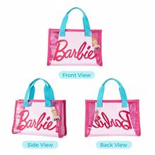 Miniso Barbie Collection PVC Lunch Bag, Transparent Lightweight Tote Bag, Waterproof Beach Bag For Concerts, Sports, Beach, And Picnics - Pink - View 4