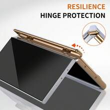 1pc Hadaasi Multicolor All-In-One Flip Protective Case With Built-In Front Tempered Glass Screen Protector, Retractable Wrist Strap, Hidden Kickstand, Full Enclosed Hinge Protection, Luxury Wood-Grain Vegan Leather With Electroplated Gold Trim, Raised Camera Bezel Shockproof Cover Compatible With Samsung Galaxy Z Fold 8 Ultra/Z Fold 7/Z Fold 6/Z Fold 5/Z Fold 4/Z Fold 3 - Multicolor - View 8