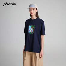 +Phenix Phoenix Outdoor Casual T-Shirt Unisex 2026SS New Cool-Touch Printed Crew Neck Knit Short Sleeve - Deep Sea Blue - View 1