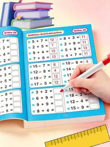 1pc Addition & Subtraction Within 20 Children's Math Workbook, Kindergarten Fun Arithmetic Problems, Home Classroom Travel Early Education Enlightenment Practice Book, Suitable For Preschool And Kindergarten Stage, Includes Math Activity Manual, Educational Learning Worksheets, Aimed At Cultivating Early Math Skills, Suitable For Home Teaching And Classroom Use - Multicolor - View 1