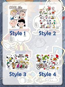 ملصق فينيل كرتوني قابل للإزالة وذاتي اللصق ومقاوم للماء مرخص من Snoopy Peanuts، يتميز بنمط ديناصور أخضر لطيف مع زينة قلوب حمراء، مناسب لديكور المنزل البسيط في غرف المعيشة والنوم - أنماط متعددة - مشاهدة 4