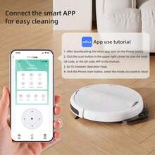 Robot Vakum dan Pel 3-in-1, Pembersih Lantai Otomatis dengan Kontrol Aplikasi & Jarak Jauh, 6 Mode, Pengenalan Rintangan & Anti-Jatuh, Dapat Diisi Ulang, Waktu Siaga Lama, Tangki Air Mendukung Penggunaan Kering & Basah, Cocok untuk Lantai Keras di Rumah, Kapasitas Baterai 2000mAh - karang putih - View 4