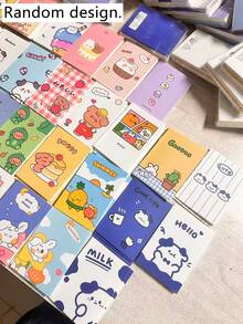 20 piezas de Mini cuadernos de bolsillo, patrón de dibujos animados, 16 hojas/32 páginas, estilo minimalista, perfectos como recompensas y suministros, regalos de notas aleatorias para el aula - Multicolor - Ver 5