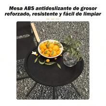 Mesa Plegable Redonda KIUO para Camping, Picnic o Viajes con Altura Ajustable - Negro - Ver 3