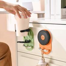Wall-Mounted Foldable Cup Holder With Hook, Self-Adhesive Wall-Mounted Beverage Rack, Foldable Coffee Cup Holder, Suitable For Desk, Office, Bedroom, Dormitory And Other Places. Fits Most Cup Types. Available In Green/Orange - Multicolor - View 10