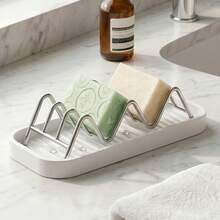 Wavy Soap Dish Drain Rack, Bathroom Soap Holder Drain Rack, Stainless Steel Kitchen Drain Rack, Countertop Sponge And Cleaning Cloth Drain Rack (Beside Sink), Quick Drainage, Keeps Countertop Dry, Securely Holds Sponges And Steel Wool - Multicolor - View 9