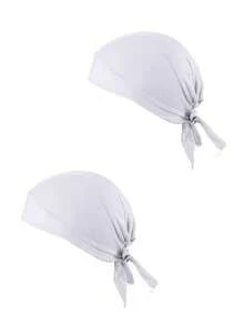 2pcs Unisex Sweat-Absorbing Headband, With Cooling Cap And Skull Cap, Suitable For Motorcycle Riders, Available In Black, White, Grey, Minimalist Design, Suitable For Daily Wear And Outdoor Activities - Multicolor - View 5