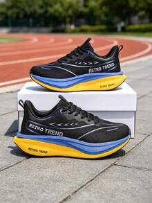 Sepatu Lari Pria, Baru, Nyaman, Anti Selip, Cocok untuk Lari, Perjalanan, Olahraga di Gym, dan Dapat Digunakan Sepanjang Musim. - Hitam, biru, kuning - View 11