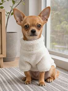 1PC Pet Clothes Small Dog Puppy Cat Cute Pet Warm Fleece ABC Zipper Jacket Home Wear Anti-Shedding - White - View 3