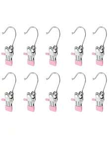 Stainless Steel Multi-Functional Clothespin Hooks (1/5/10/20 Pieces/Pack) Are Sturdy And Durable, Suitable For Storing Clothes, Hats And Boots; The Dip-Coating Process Makes Them Non-Slip And Leaves No Marks. - View 13
