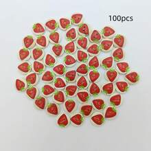 100pcs Fashion Personalized Vintage European & American Style Painted Printed Wooden Strawberry Buttons Assorted Fruit Wooden Buttons Bohemian Style Painted Wooden Buttons Accessories DIY Making Clothes Bags Hats Scarves Hair Accessories Pants Holiday Party Birthday Gift Decorative Wooden Buttons Material - 100pcs Mixed Strawberry Pattern Buttons - View 11
