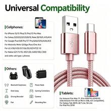 Kabel Data Pengisian Cepat USB C, Kompatibel dengan Ponsel dan Perangkat Android, Kabel Pengisian Cepat USB-A ke Type-C (3.3/6.6/10 kaki Jalinan Nilon), Kompatibel dengan , dan Kabel Pengisian Daya Ponsel Android Lainnya, Cocok untuk Lingkungan Dalam/Luar Ruangan/Perjalanan dan Mobil - 3 buah warna Hitam + Merah Muda + Ungu - View 6