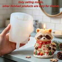 SUPWANPENG 1 pieza Molde de silicona con diseño en relieve de bufanda navideña, mapache, Papá Noel, muñeco de nieve y árbol de Navidad, molde de fundición DIY hecho a mano para hacer adornos, velas de aromaterapia, compatible con resina, yeso, arcilla, cemento, hormigón, molde de decoración de ambiente de escritorio, perfecto para decoración del hogar, Día de San Valentín, Día de la Madre, Día del Padre, regalo de Navidad, molde hecho a mano - Molde NO W10035 - Ver 8