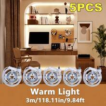 5pcs/3pcs/1pc, LED Light Strip With Switch, USB Powered Flexible Ceiling Light Strip With Button Switch, Warm White/White Light, Drill-Free Linear Light Strip Suitable For TV Backlight And Home Decor, Perfect For Weddings, Halloween, Christmas, Parties And More - White - View 13