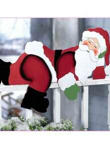 1pc 15.8" Realistic Christmas Santa Fence Peeker, Waterproof Fence Decoration For Christmas Outdoor Garden Yard Fence Decor - Multicolor - View 9