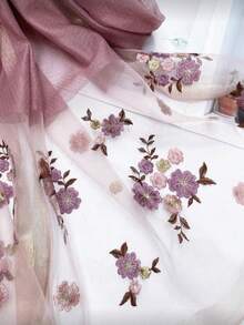 1pc Women's Purple Floral Gold Thread Embroidered Mulberry Blend Decorative Shawl, Elegant Elegant Scarf, Golden Branch Jade Leaf, Summer Travel Sun Protection, Autumn/Winter Gift For Mom, Formal Dress Cheongsam Warm Shawl, Decorative Long Scarf, Daily Headscarf - Purple - View 5