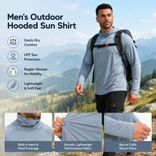 6 Packs Men's Casual Hoodies Quick Drying Athletic Hoodies With Mask Solid Color Sun Protection Fishing Shirts Hoodie Workwear For Outdoor Activities - Multicolor - View 3