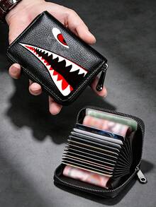 Men's Wallet, Cool Teen Boy Wallet, Shark Print Wallet Pattern, 9 Card ...